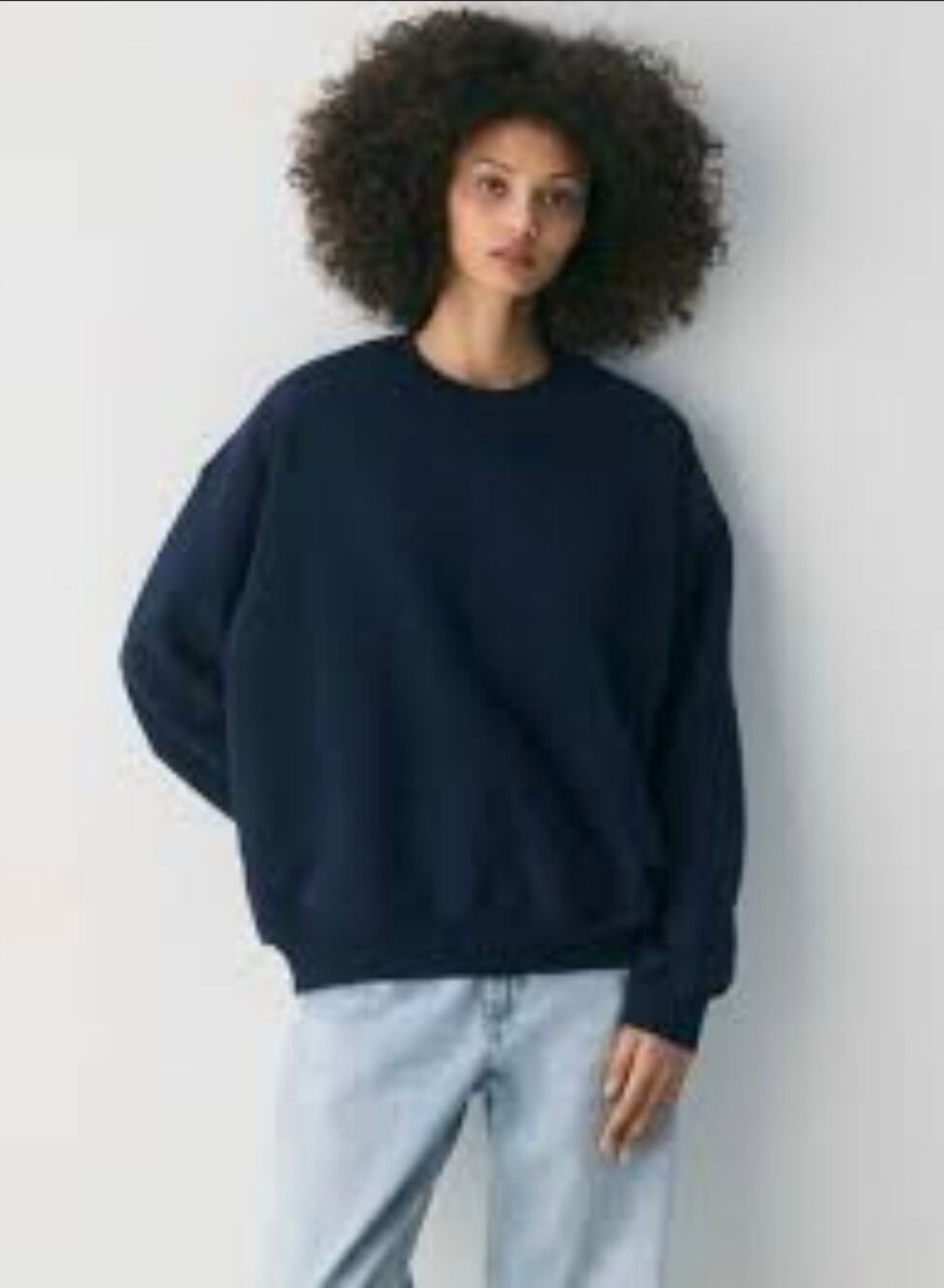 Aritzia cozy sweatfleece mega crewneck M navy blue